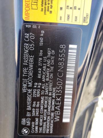 Photo 11 VIN: WBAEK13507CN83558 - BMW 6 SERIES 