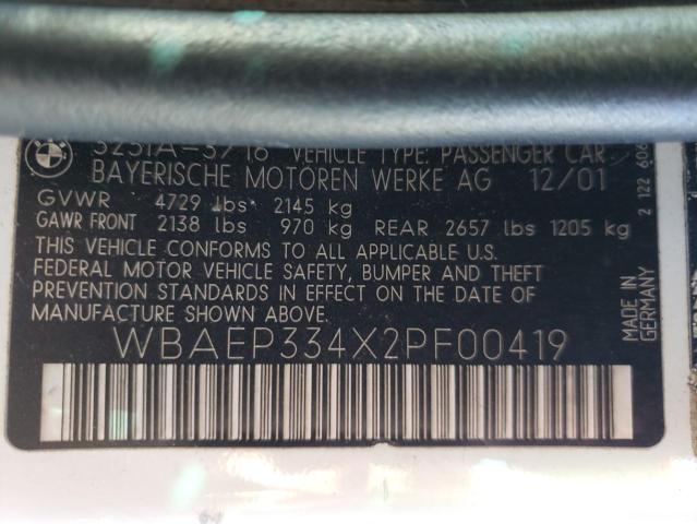 Photo 9 VIN: WBAEP334X2PF00419 - BMW 325 XIT 