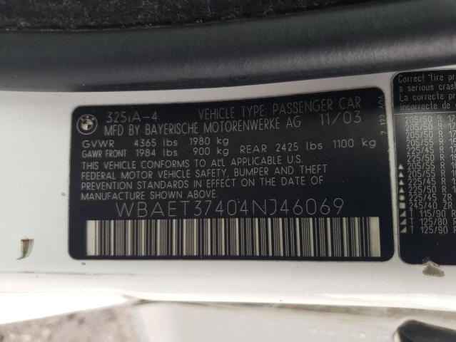 Photo 11 VIN: WBAET37404NJ46069 - BMW 325 I 