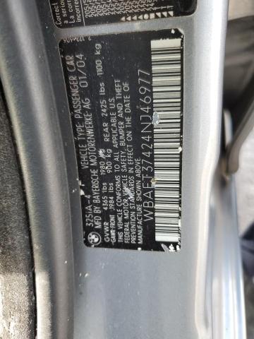 Photo 11 VIN: WBAET37424NJ46977 - BMW 3 SERIES 