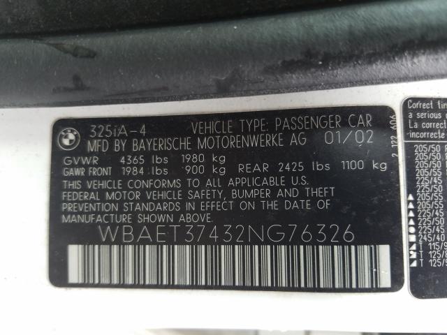 Photo 9 VIN: WBAET37432NG76326 - BMW 325 I 