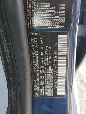 Photo 11 VIN: WBAEV33474KR30105 - BMW 3 SERIES 