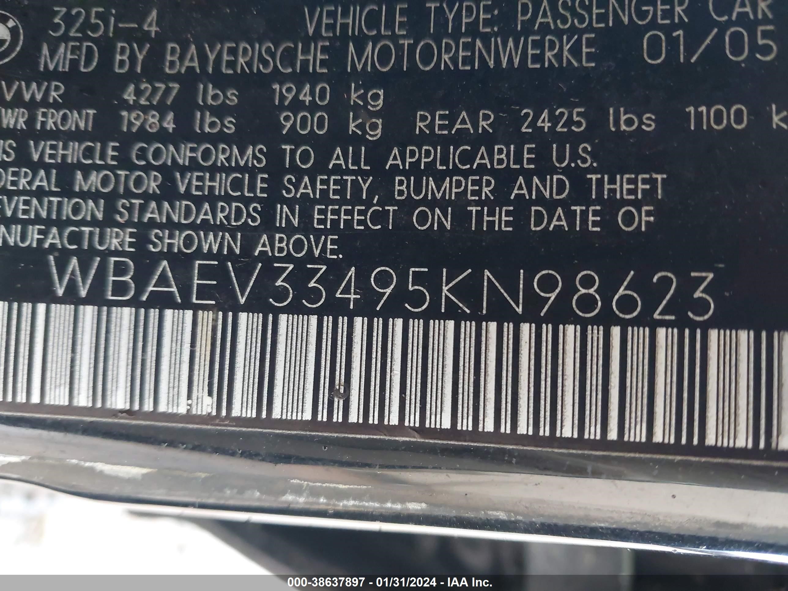 Photo 8 VIN: WBAEV33495KN98623 - BMW 3ER 