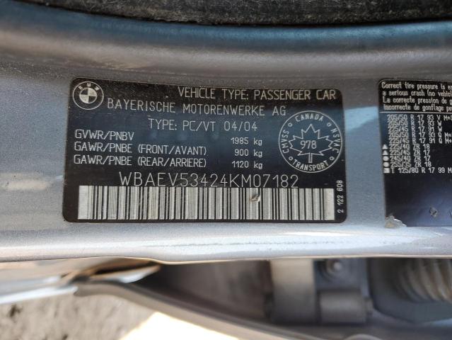 Photo 12 VIN: WBAEV53424KM07182 - BMW 3 SERIES 