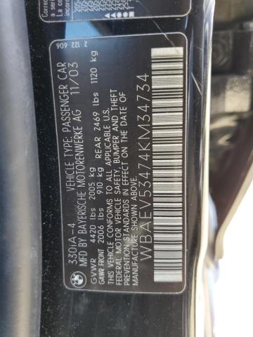 Photo 11 VIN: WBAEV53474KM34734 - BMW 3 SERIES 