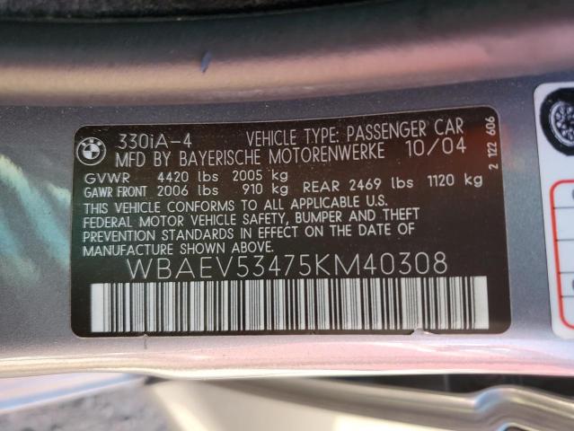 Photo 11 VIN: WBAEV53475KM40308 - BMW 330 I 