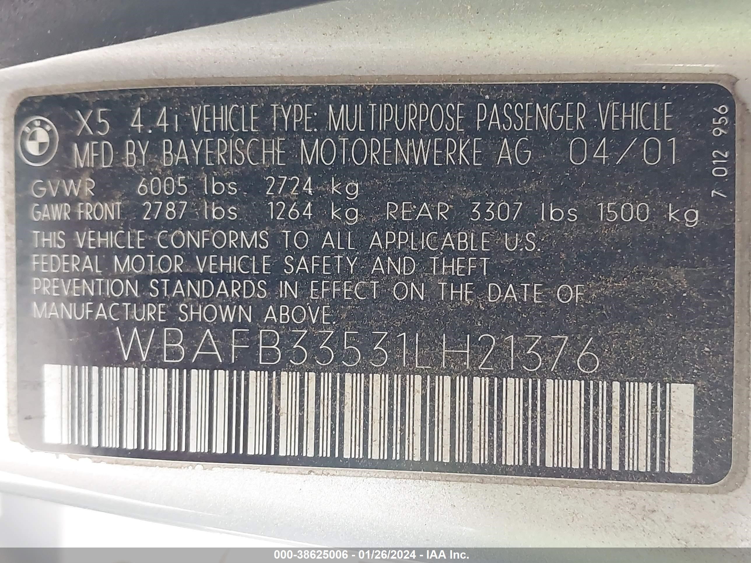 Photo 8 VIN: WBAFB33531LH21376 - BMW X5 