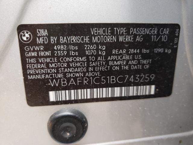 Photo 9 VIN: WBAFR1C51BC743259 - BMW 528 I 