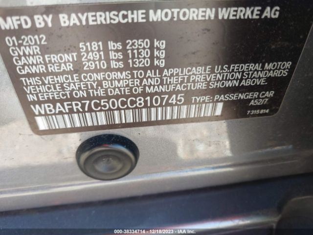 Photo 8 VIN: WBAFR7C50CC810745 - BMW 535I 