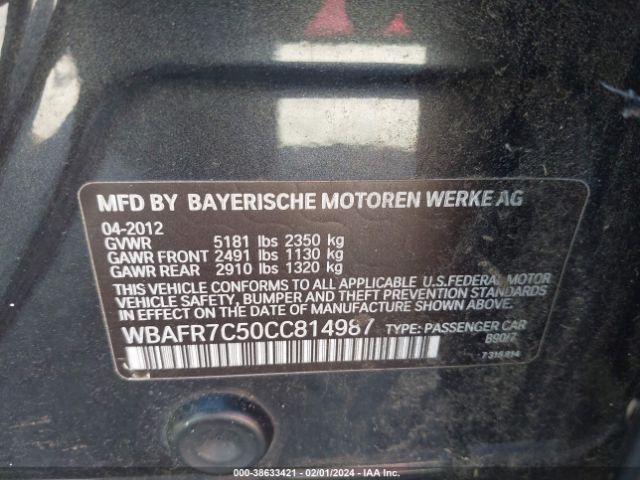 Photo 8 VIN: WBAFR7C50CC814987 - BMW 535I 