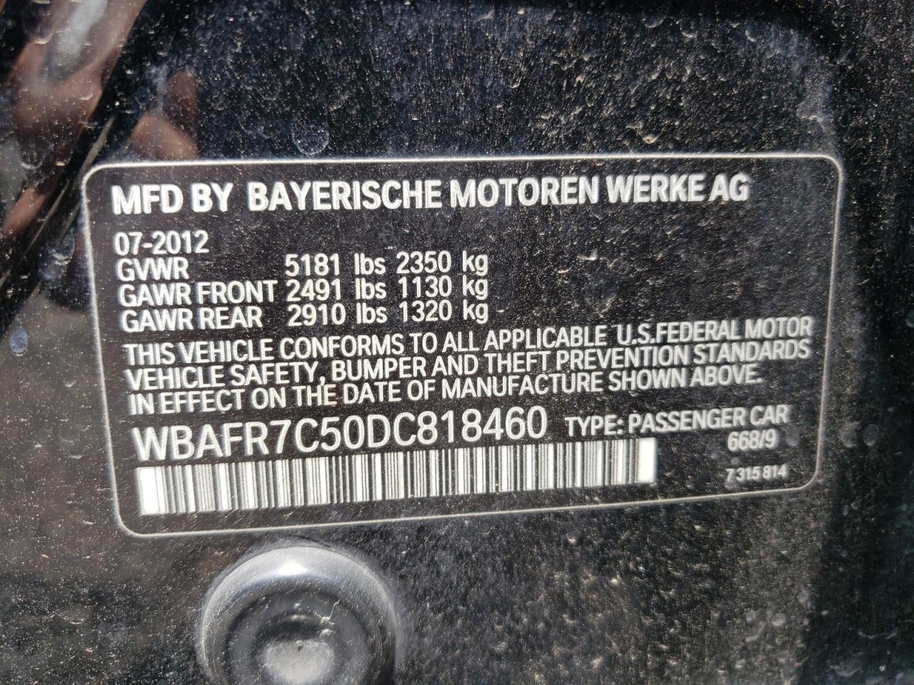 Photo 11 VIN: WBAFR7C50DC818460 - BMW 5ER 