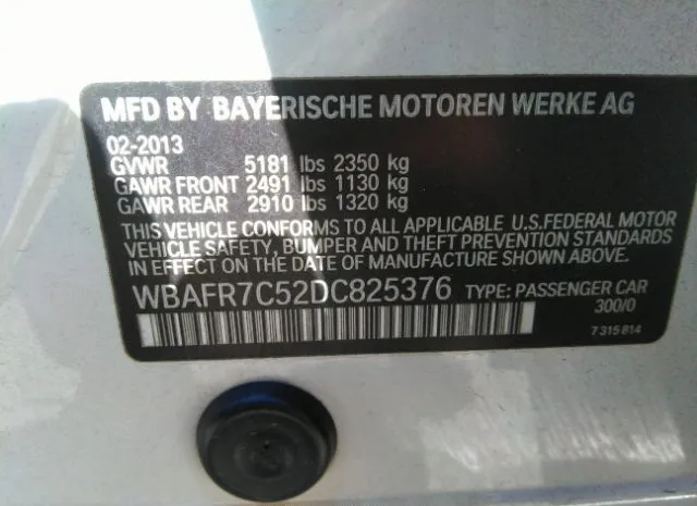 Photo 8 VIN: WBAFR7C52DC825376 - BMW 5 SERIES 