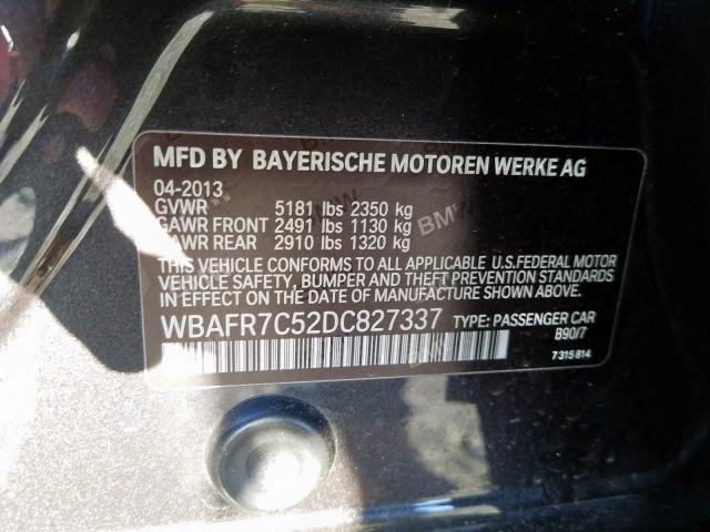 Photo 9 VIN: WBAFR7C52DC827337 - BMW 5 SERIES 