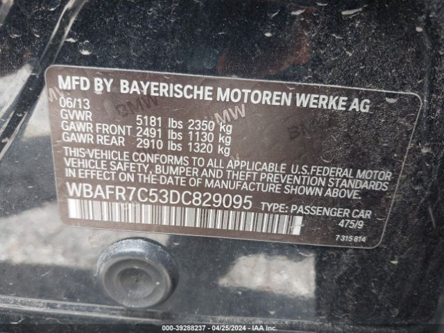 Photo 8 VIN: WBAFR7C53DC829095 - BMW 535I 