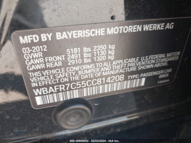 Photo 8 VIN: WBAFR7C55CC814208 - BMW 535I 