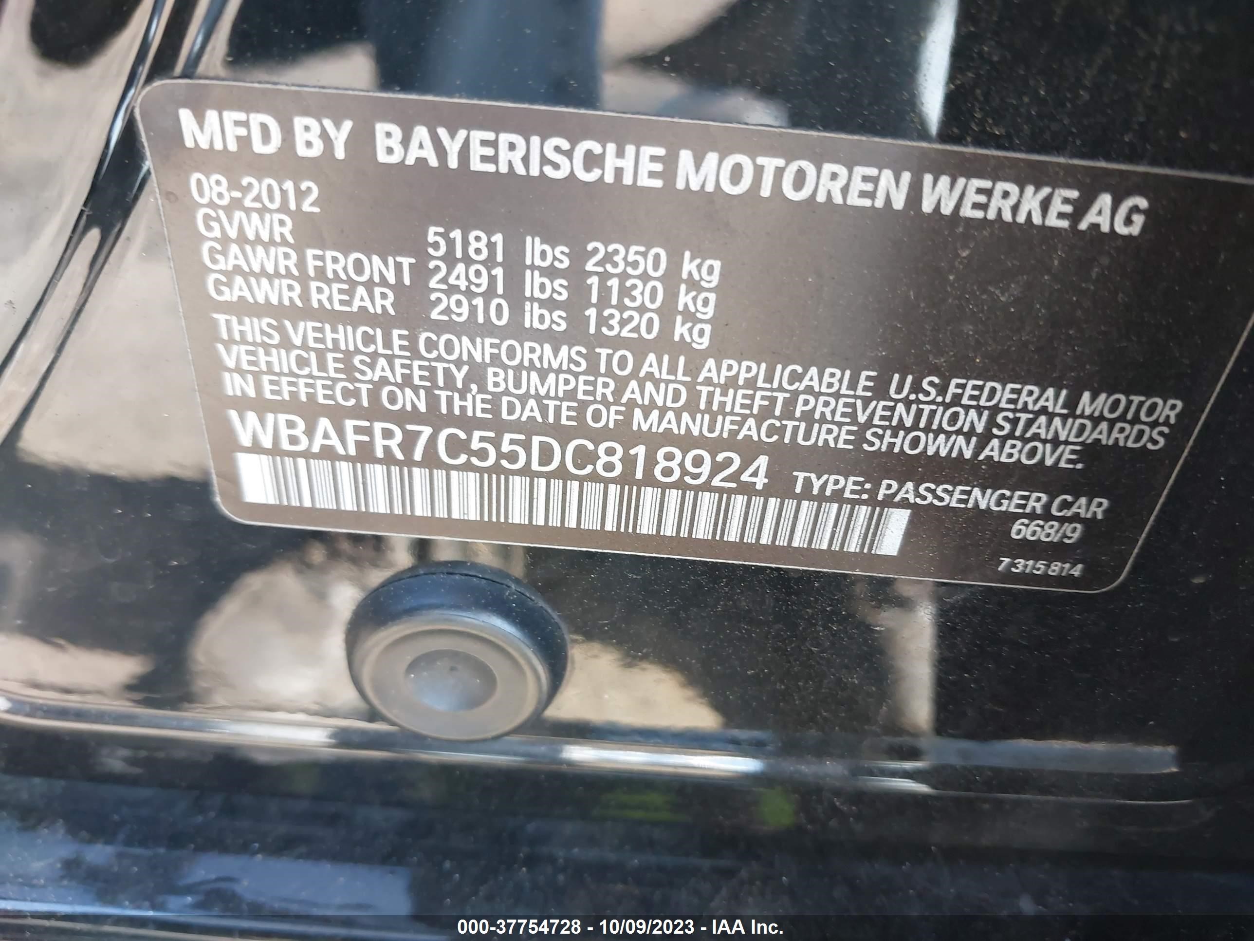 Photo 8 VIN: WBAFR7C55DC818924 - BMW 5ER 