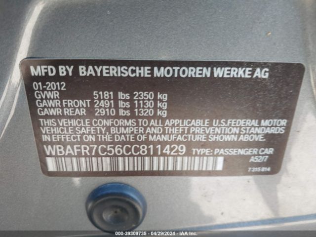 Photo 8 VIN: WBAFR7C56CC811429 - BMW 535I 