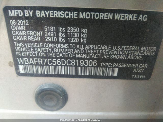 Photo 8 VIN: WBAFR7C56DC819306 - BMW 5 SERIES 