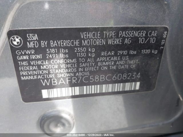 Photo 8 VIN: WBAFR7C58BC608234 - BMW 535I 