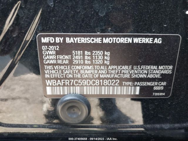 Photo 8 VIN: WBAFR7C59DC818022 - BMW 5 SERIES 