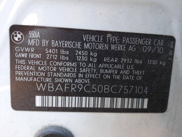 Photo 9 VIN: WBAFR9C50BC757104 - BMW 550 I 