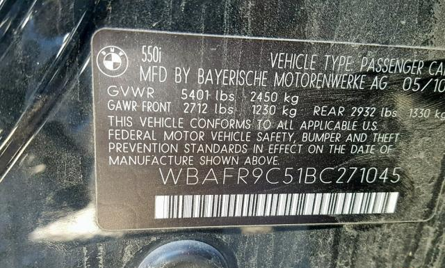 Photo 9 VIN: WBAFR9C51BC271045 - BMW 550 