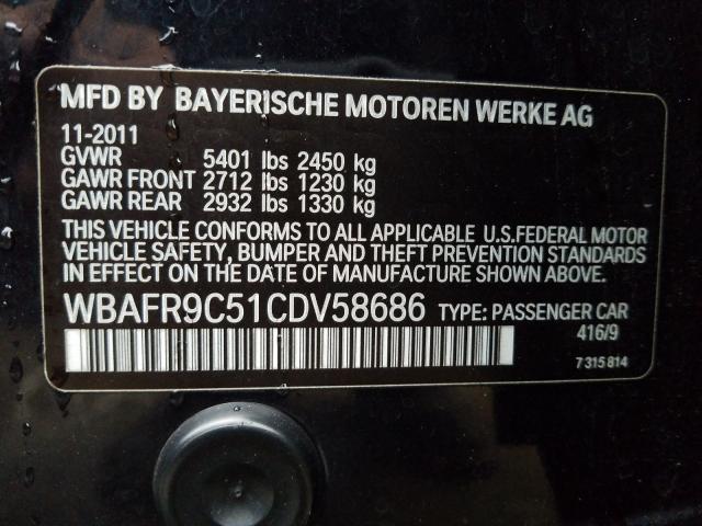 Photo 9 VIN: WBAFR9C51CDV58686 - BMW 550 I 