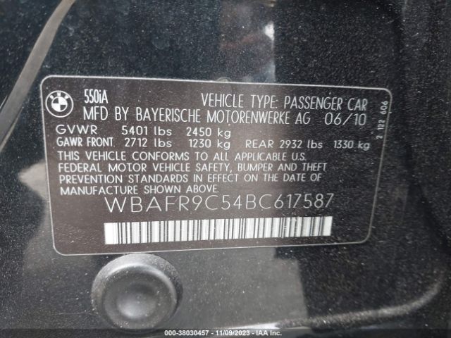 Photo 8 VIN: WBAFR9C54BC617587 - BMW 550I 