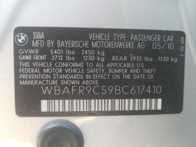 Photo 9 VIN: WBAFR9C59BC617410 - BMW 550 I 