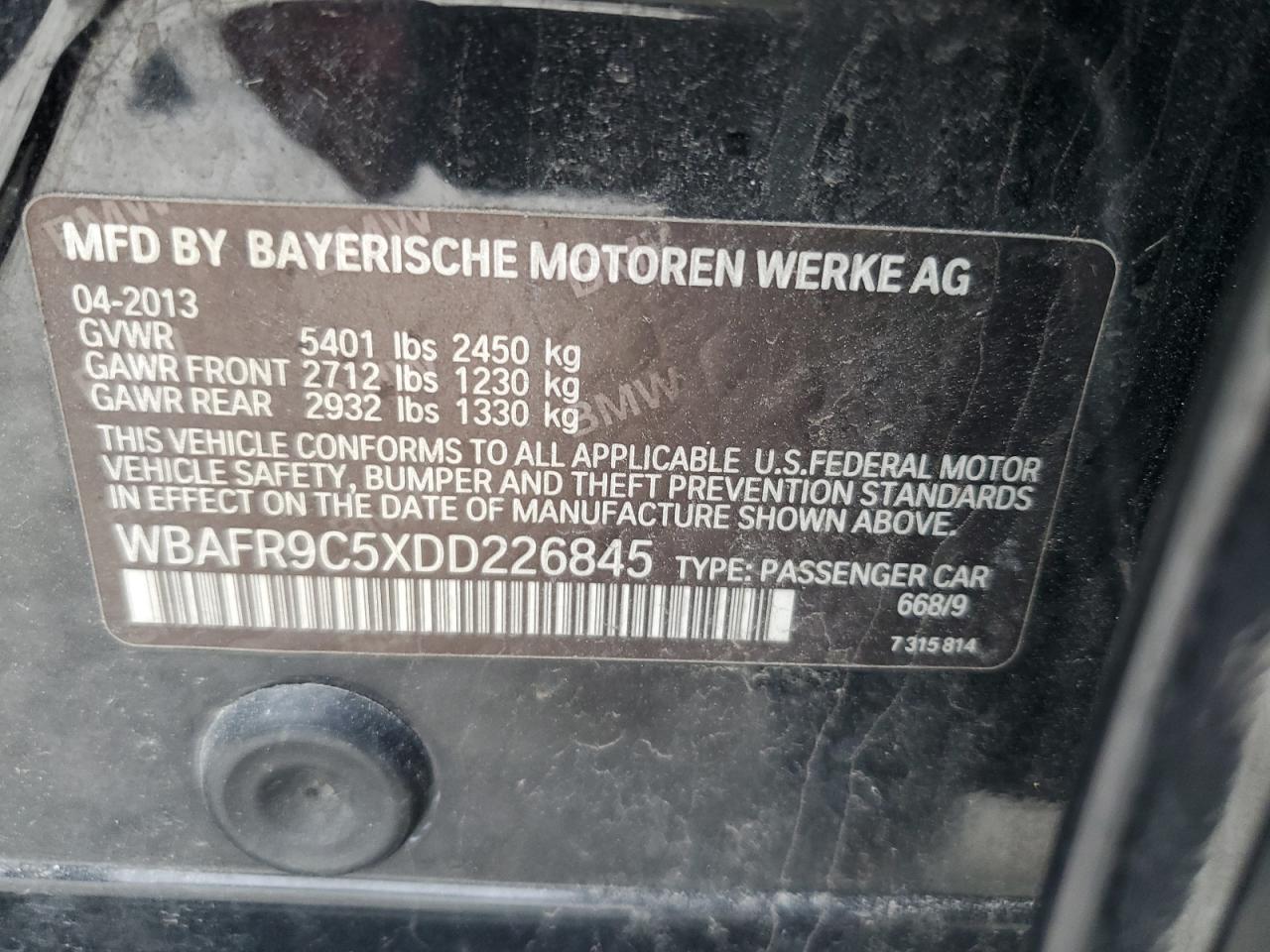 Photo 11 VIN: WBAFR9C5XDD226845 - BMW 5ER 