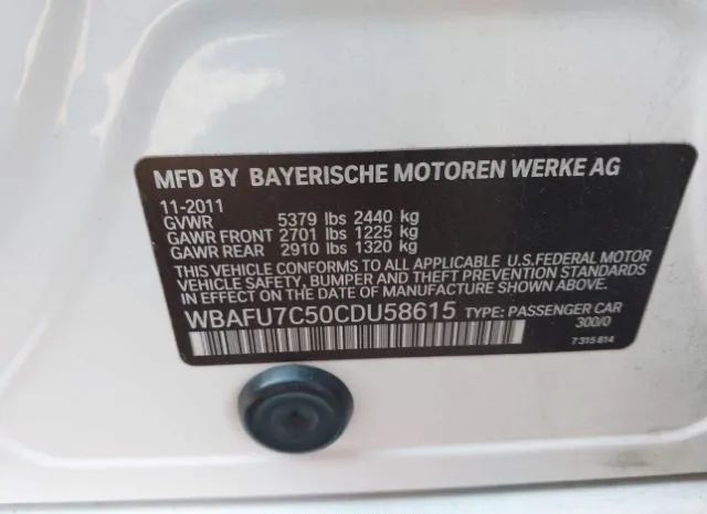 Photo 8 VIN: WBAFU7C50CDU58615 - BMW 535I 