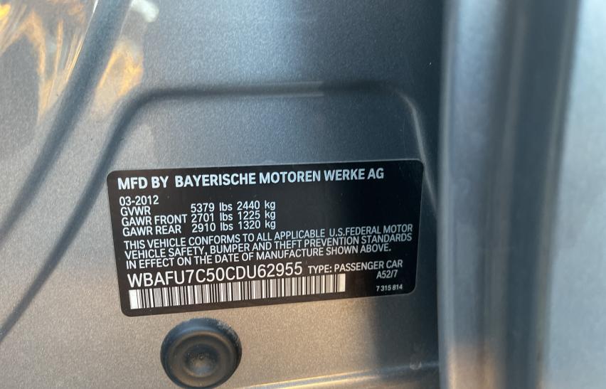 Photo 9 VIN: WBAFU7C50CDU62955 - BMW 535 XI 