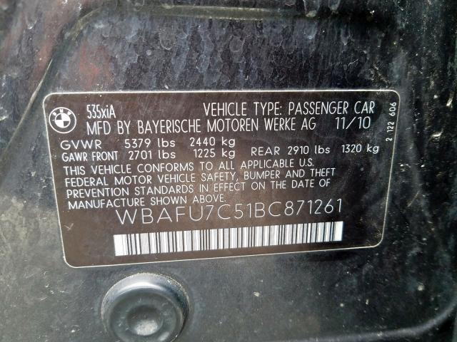 Photo 9 VIN: WBAFU7C51BC871261 - BMW 535 XI 