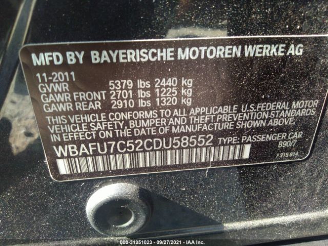 Photo 8 VIN: WBAFU7C52CDU58552 - BMW 5 