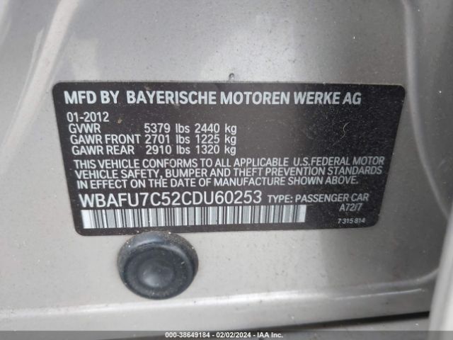 Photo 8 VIN: WBAFU7C52CDU60253 - BMW 535I 