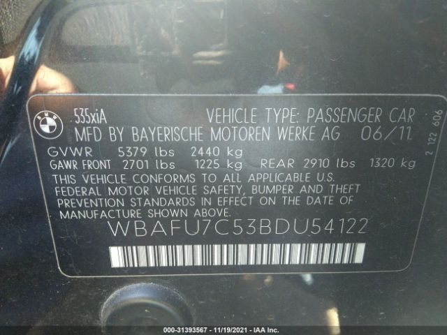 Photo 8 VIN: WBAFU7C53BDU54122 - BMW 5 