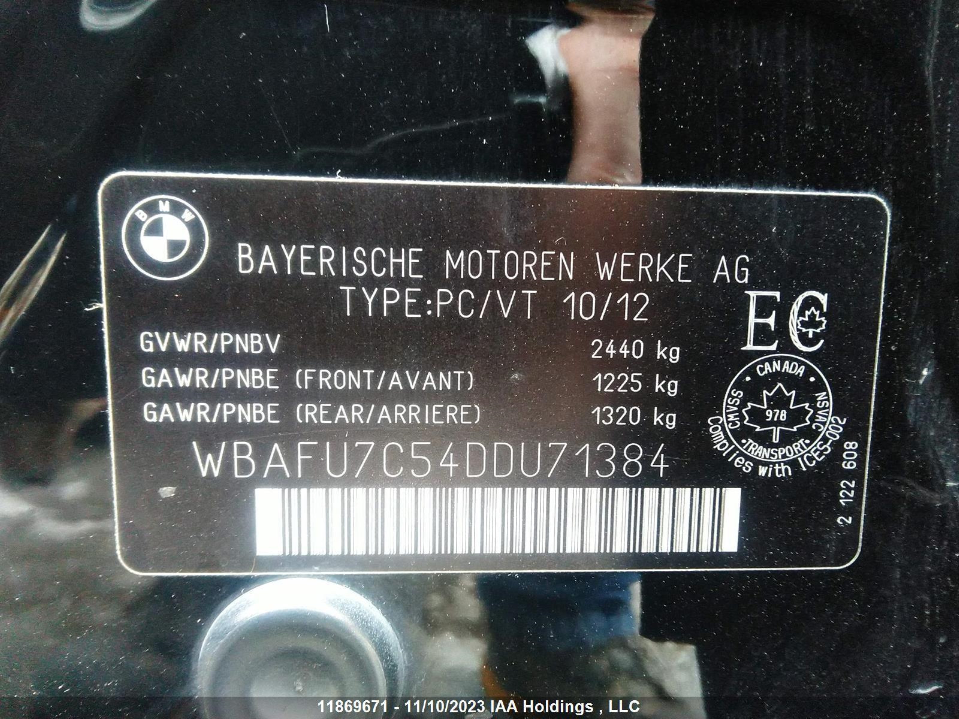 Photo 8 VIN: WBAFU7C54DDU71384 - BMW 5ER 