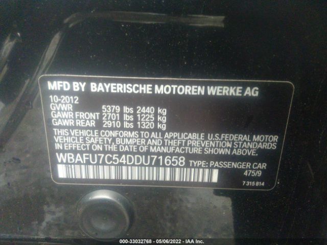 Photo 8 VIN: WBAFU7C54DDU71658 - BMW 5 SERIES 