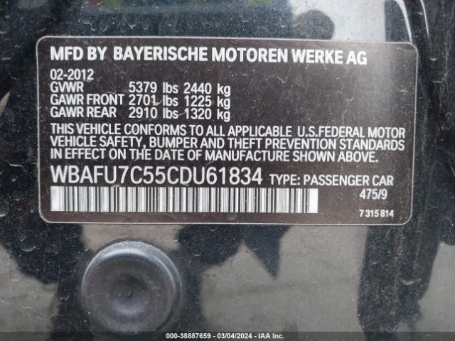 Photo 8 VIN: WBAFU7C55CDU61834 - BMW 535I 