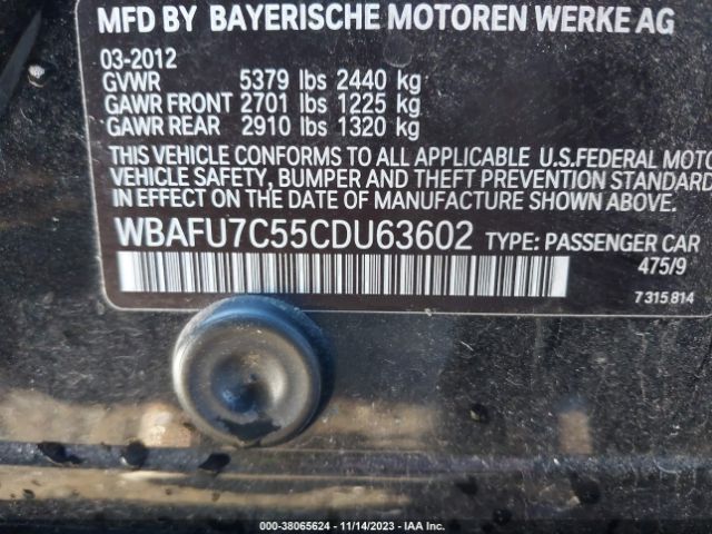 Photo 8 VIN: WBAFU7C55CDU63602 - BMW 535I 