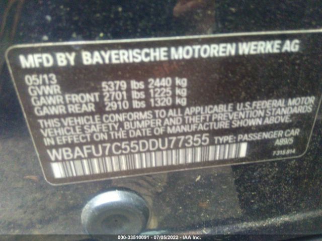 Photo 8 VIN: WBAFU7C55DDU77355 - BMW 5 SERIES 