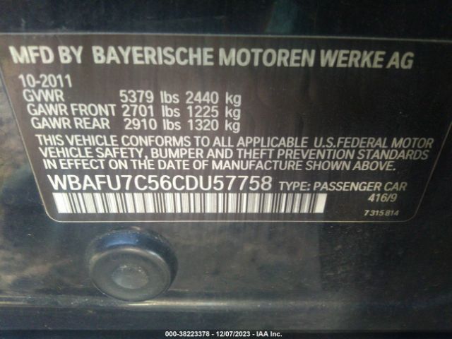 Photo 8 VIN: WBAFU7C56CDU57758 - BMW 535I 