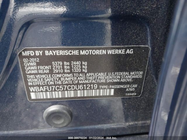 Photo 8 VIN: WBAFU7C57CDU61219 - BMW 535I 