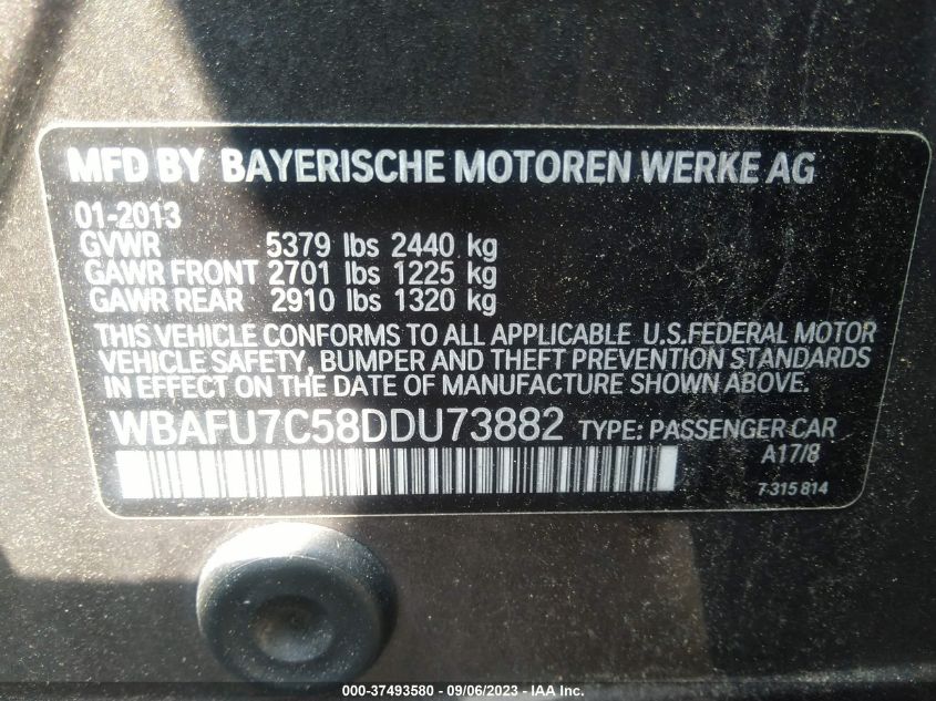 Photo 8 VIN: WBAFU7C58DDU73882 - BMW 5ER 