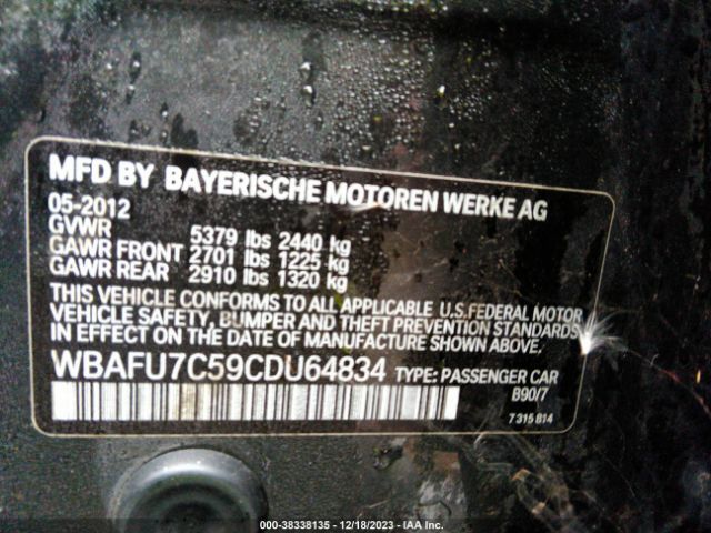 Photo 8 VIN: WBAFU7C59CDU64834 - BMW 535I 