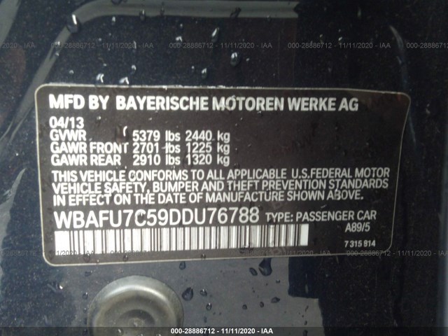 Photo 8 VIN: WBAFU7C59DDU76788 - BMW 535I 