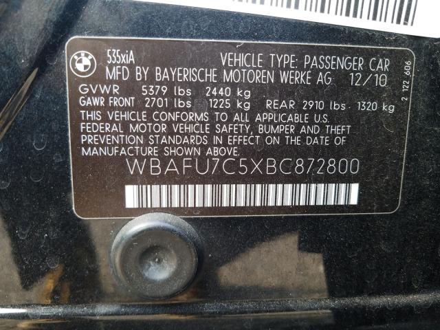 Photo 9 VIN: WBAFU7C5XBC872800 - BMW 535 XI 