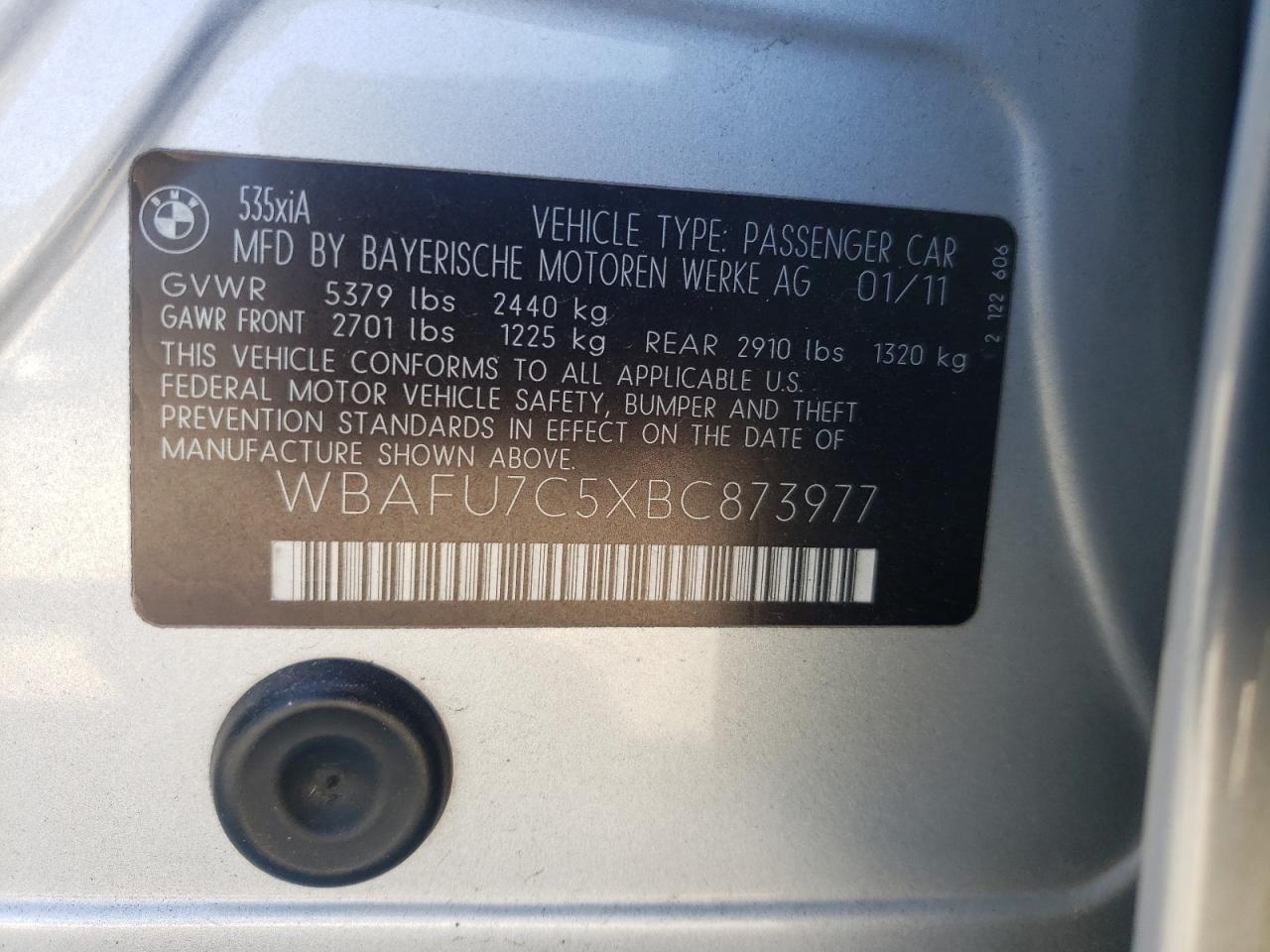 Photo 11 VIN: WBAFU7C5XBC873977 - BMW 5ER 