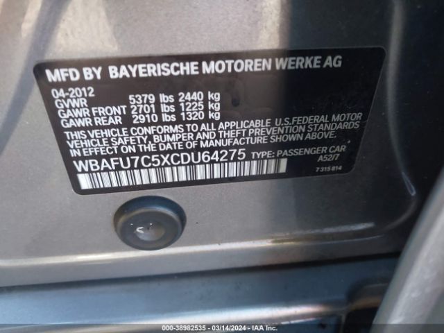 Photo 8 VIN: WBAFU7C5XCDU64275 - BMW 535I 