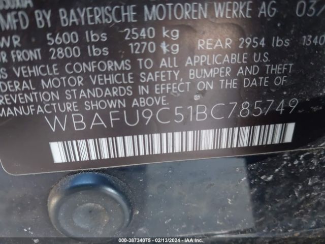 Photo 8 VIN: WBAFU9C51BC785749 - BMW 550I 